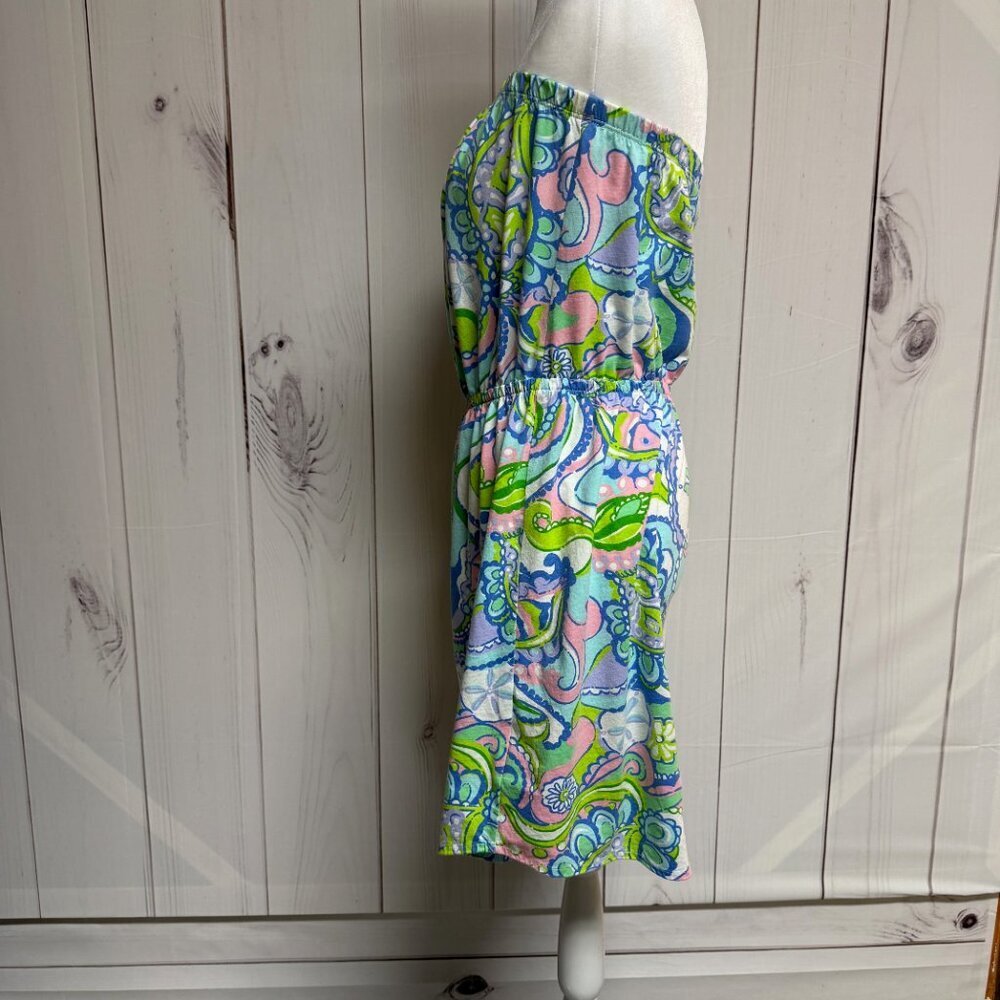 Lilly Pulitzer Strapless‎ Dress Medium Multi Shell Me About It EUC - Picture 3 of 11